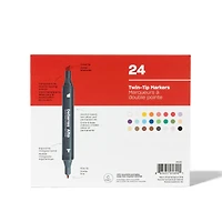 24-Pack Alto Twin-tip Marker Set, Basic Colours - Chisel and Fine Tip
