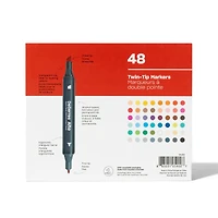 48-Pack Alto Double-Ended Markers Set, Basic Colours - Chisel and Fine Tip