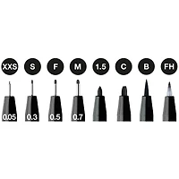 8-Pack PITT Artist Pens - XXS/S/F/M/B/C/1,5/FH, Black
