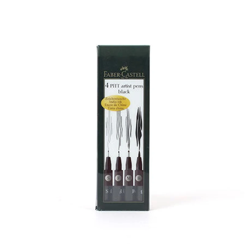 Set of 4 Pitt brush pen black