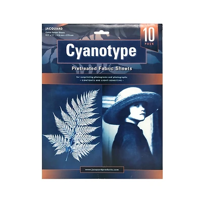 Pqt. 10 feuilles tissu prétraitées pour cyanotype