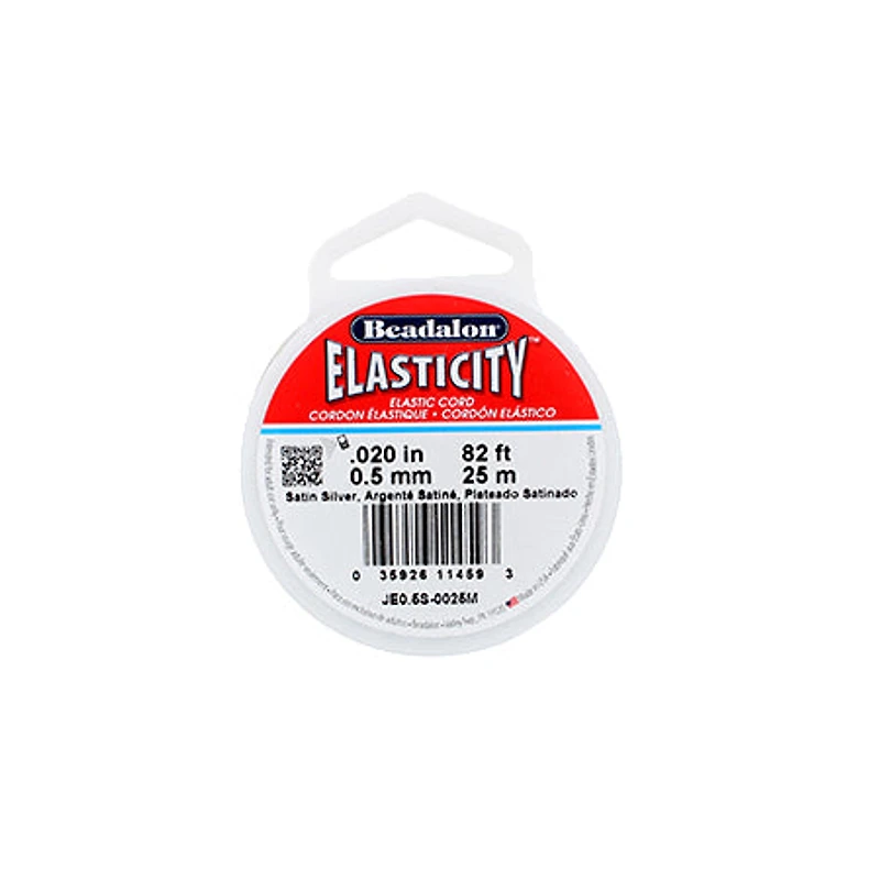 Cordon élastique argent satiné, 0,5 mm
