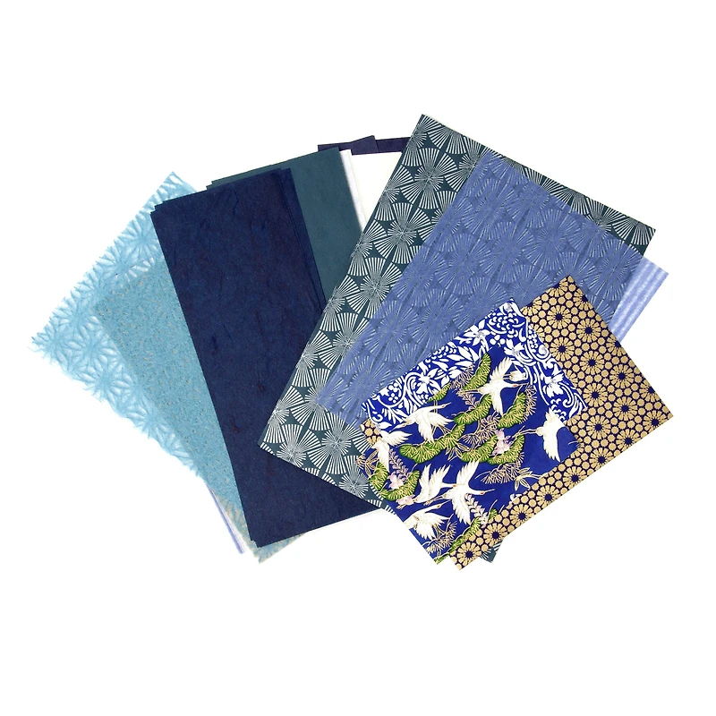 Set of 50 Japanese Papers 6 x 9 – Blue Mix
