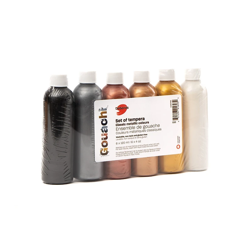 Gouachi Washable Tempera Set - Metallic, 6 x 4 oz