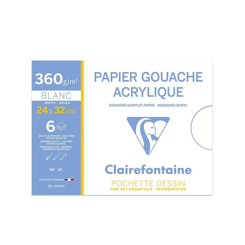 Pochette papier gouache acrylique - blanc