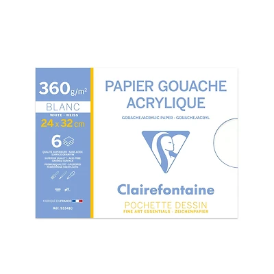 Pochette papier gouache acrylique - blanc