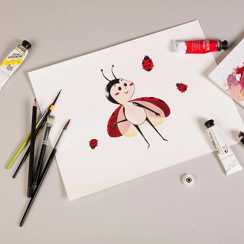 Pochette papier gouache acrylique - blanc