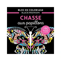 Bloc de coloriage Black Premium : Chasse papillons - French Ed.