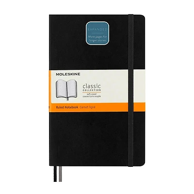 Large Classic Notebook - Black, Ruled, Soft Cover