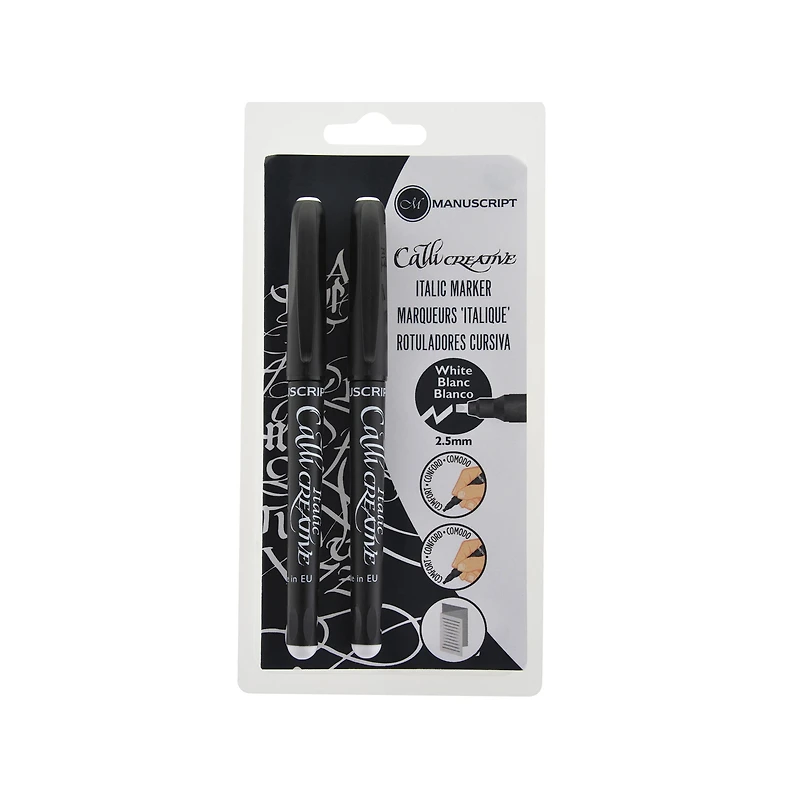 White Italic Markers-Pack of 2
