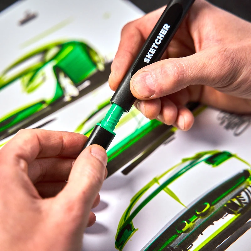Ens. complet marqueur Sketcher - pointe biseautée