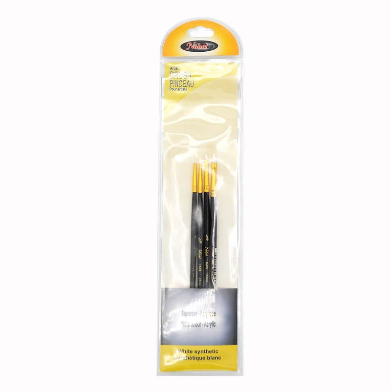 Pinceaux de détails synthétiques, paquet de 4