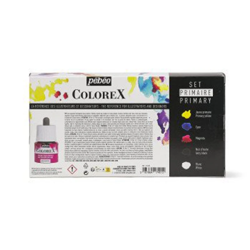 Colorex Watercolour Ink Set - Primary Colours, 5 x 45 ml