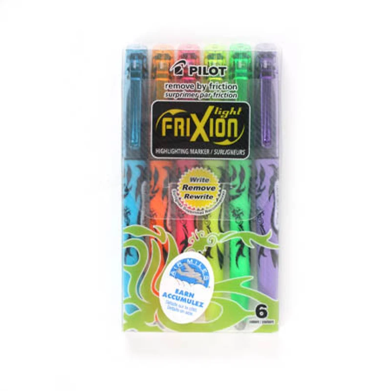 Set of 6 Erasable Frixion Highlighters