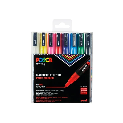 Fine Bullet Tip Markers - Set of 8, 0.9-1.3 mm