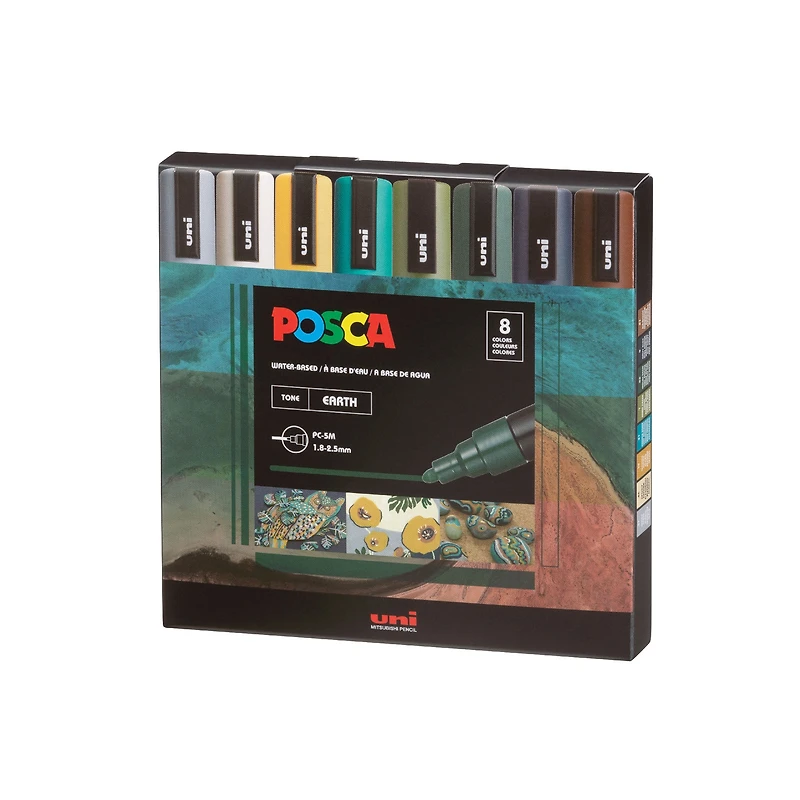 Ens. 8 marqueurs peinture à base d'eau - couleurs terre