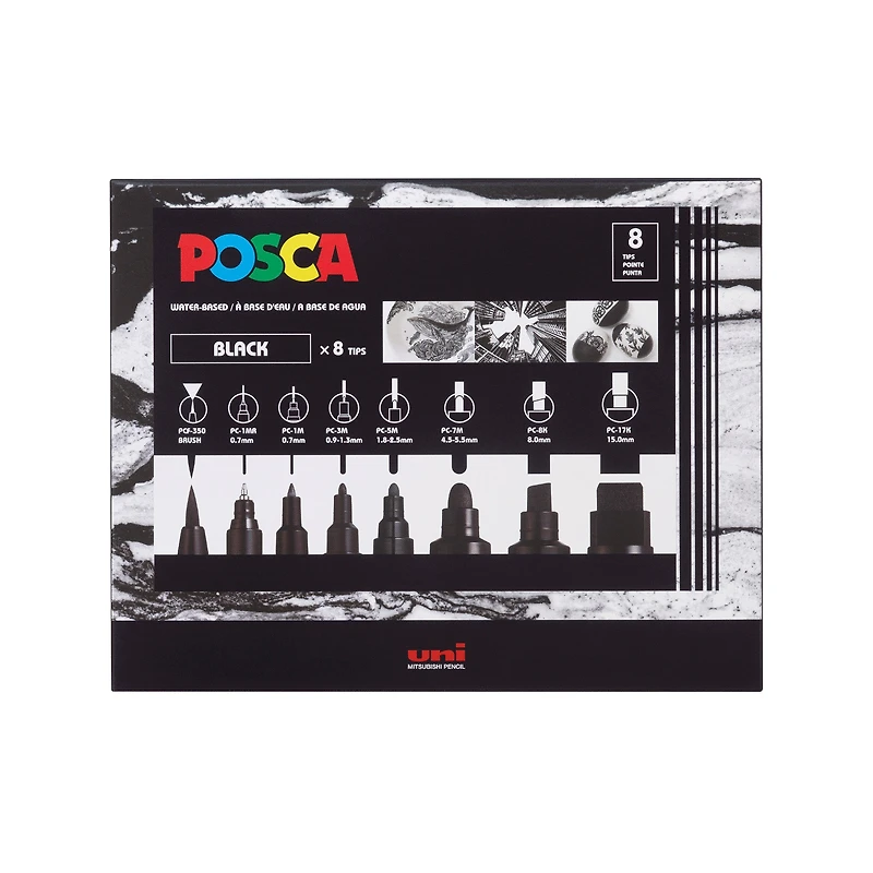 8-Pack Water-Based Paint Markers - Black