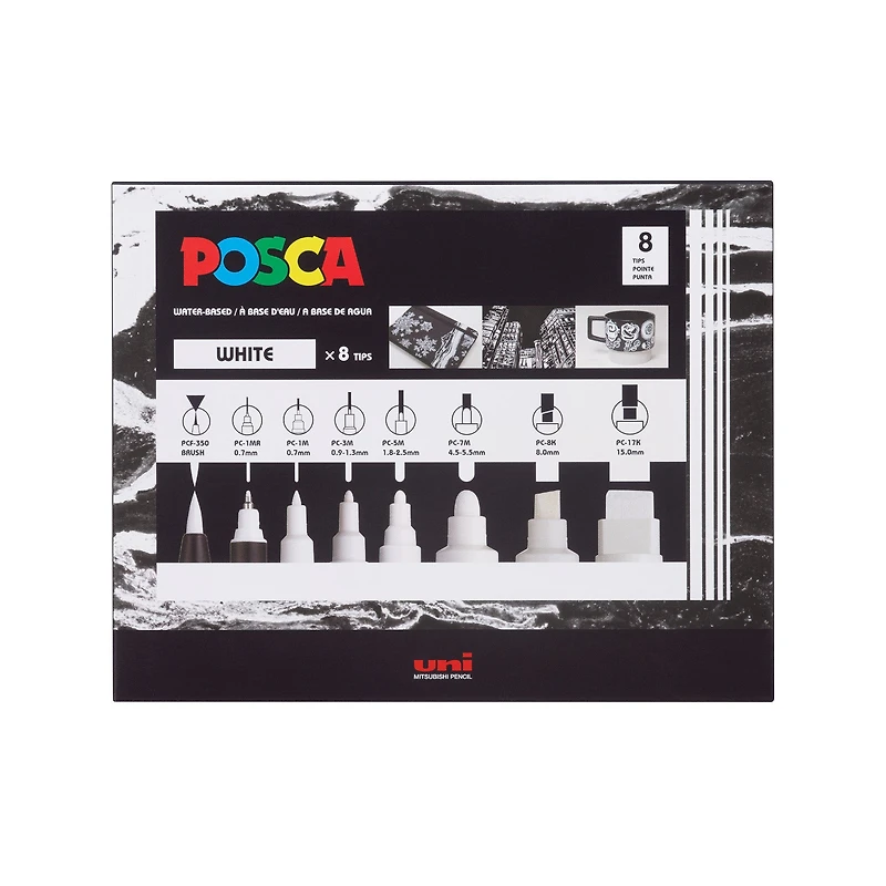 8-Pack Water-Based Paint Markers - White