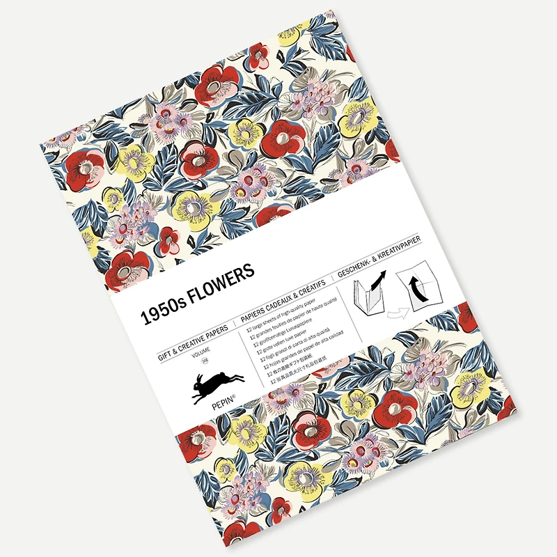 Livre à papiers cadeaux et créatifs - fleurs années 1950