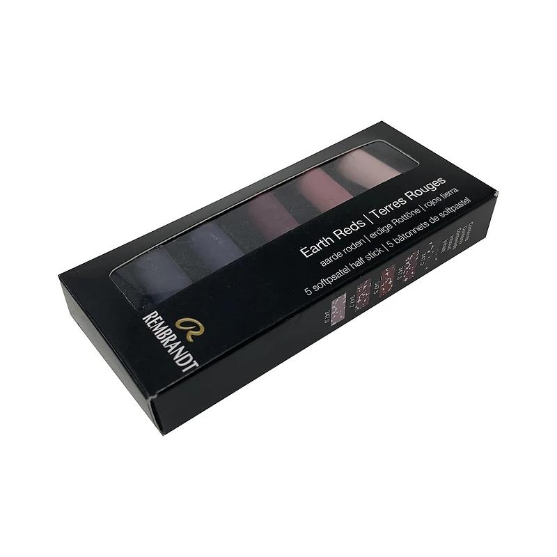 Ens. 5 demi-pastels tendres - rouge terre