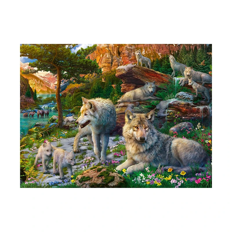 1,500-Piece Puzzle - "Wolves in Spring"