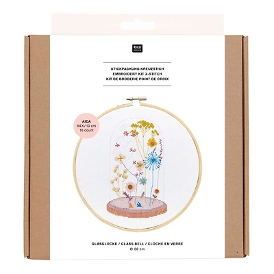 Kit broderie point de croix - cloche en verre