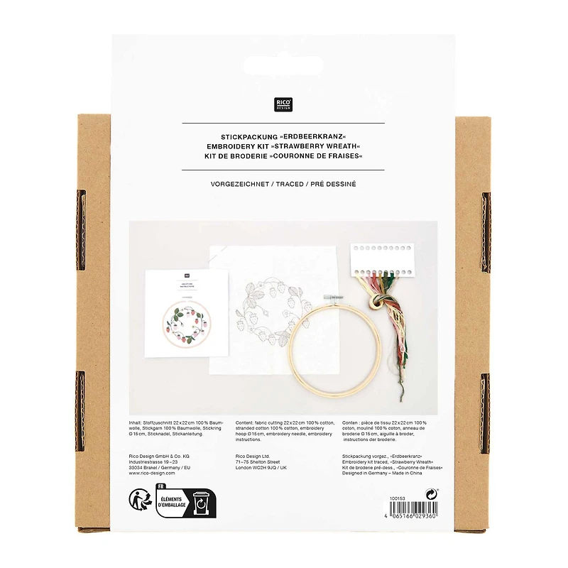 Kit broderie point de croix - couronne de fraises