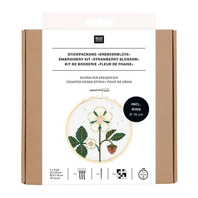 Kit broderie point de croix - fleur de fraise