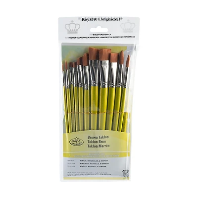 12-Pack Brown Taklon Brushes