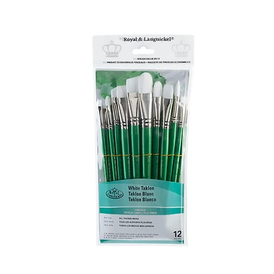 12-Pack White Taklon Brushes