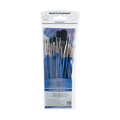 10-Pack Black Taklon Brushes - Wash/Round
