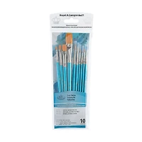 10-Pack Gold Taklon Brushes - Flat/Round