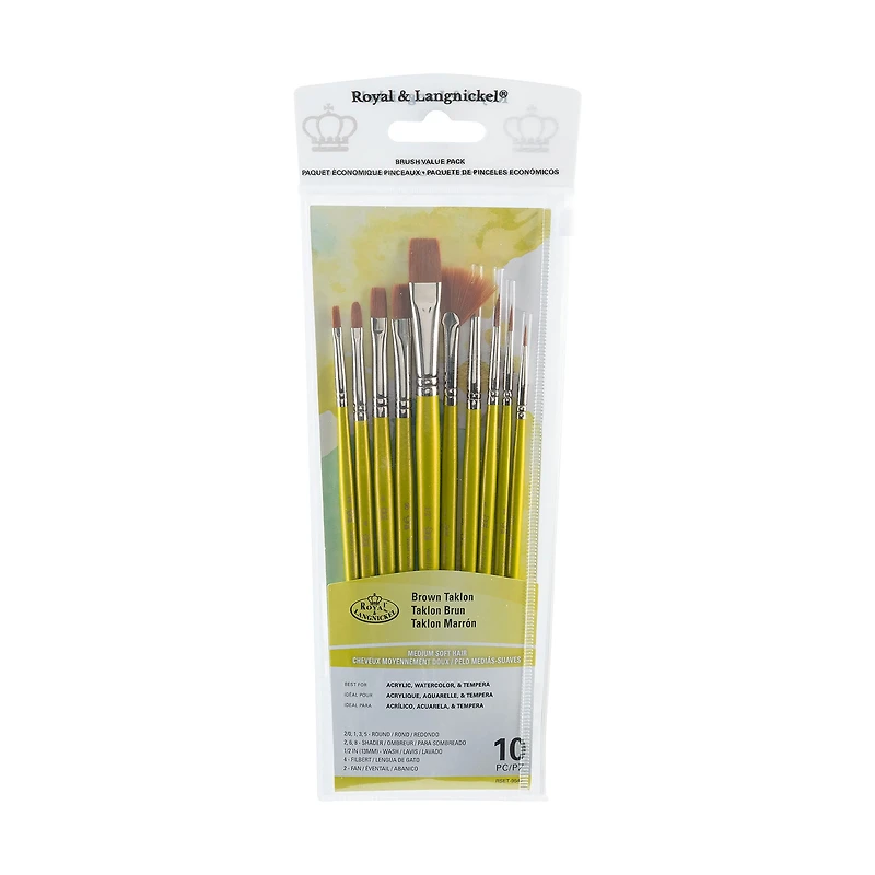 10-Pack Brown Taklon Brushes