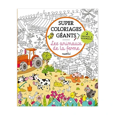 Super coloriages géants : Les animaux de la ferme - French Ed.