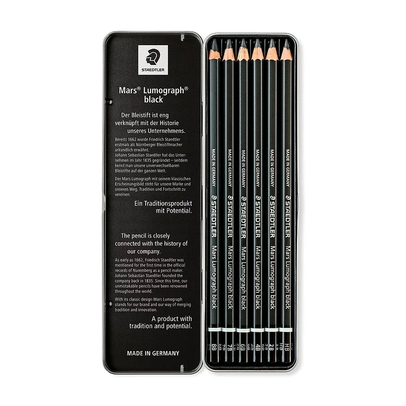 Ens. 6 crayons Mars Lumograph - noir