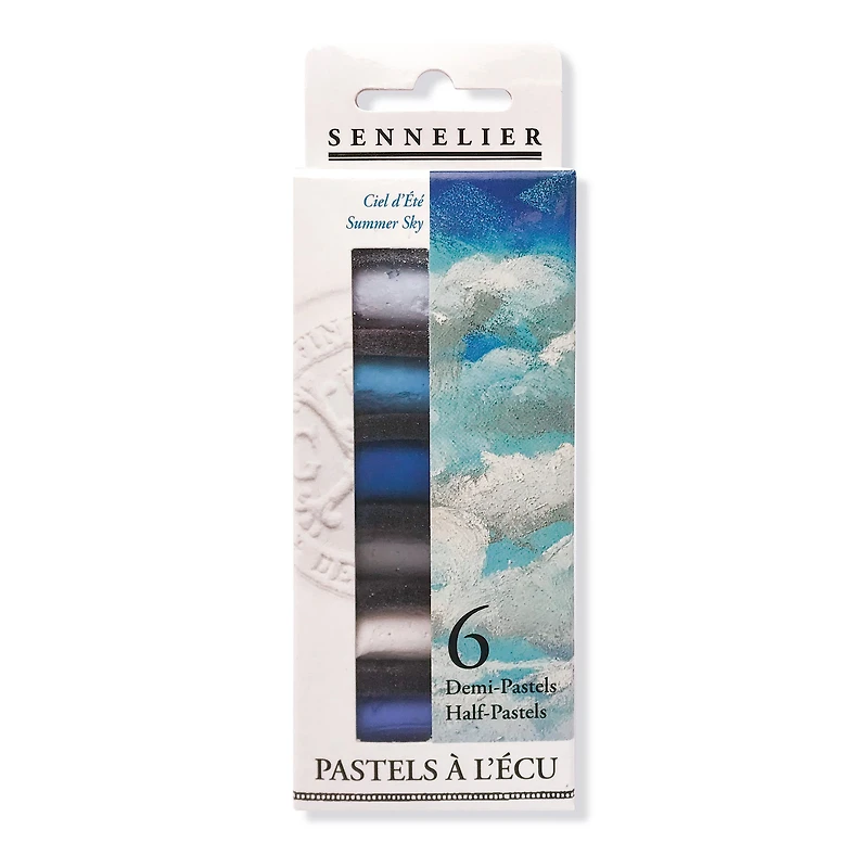 Ens. 6 demi-pastels tendres à l'écu