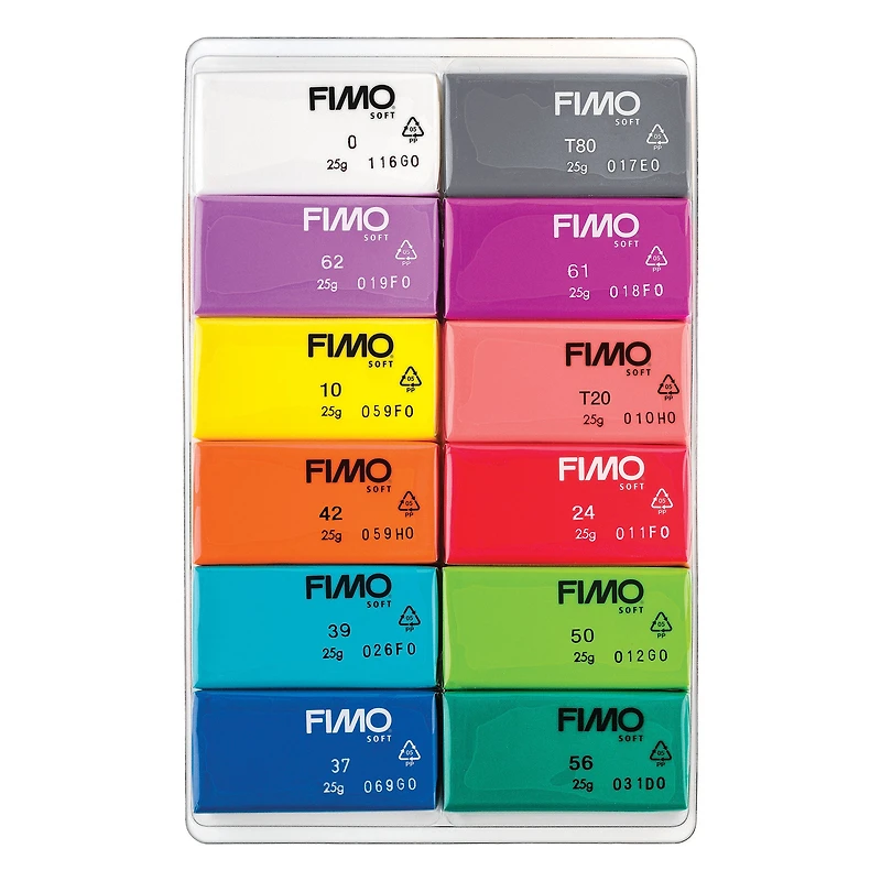 Ens. 12 pâtes à modeler FIMO Soft - brillant
