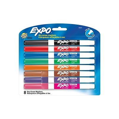 8-Pack Dry-Erase Markers - Assorted Colours