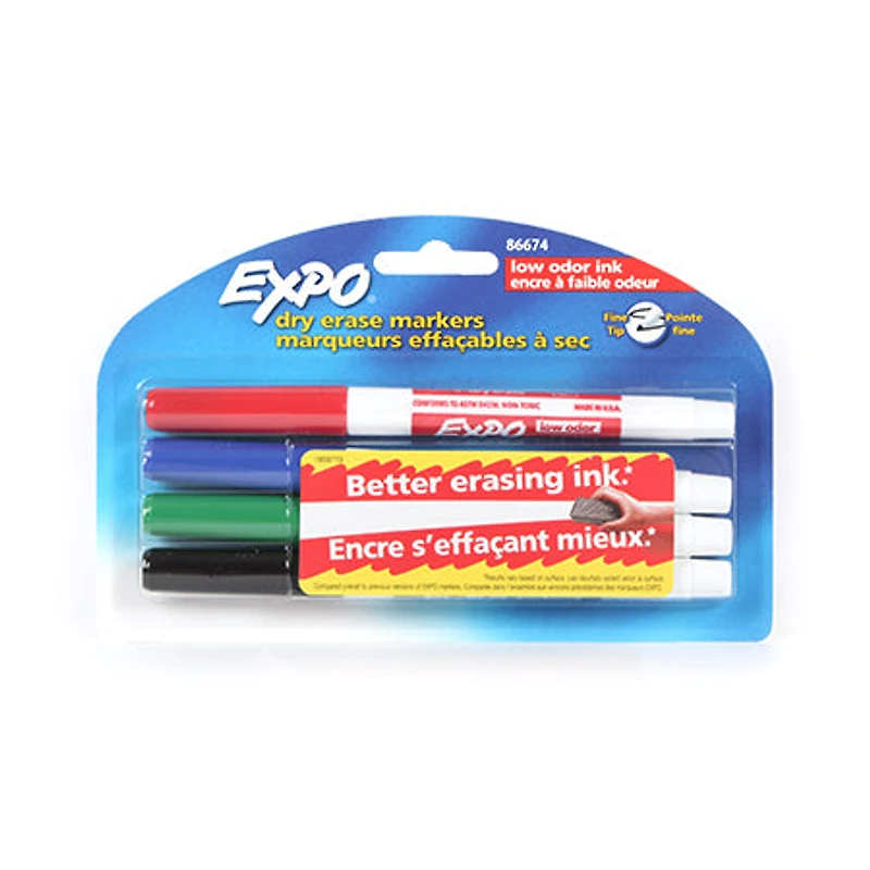 Set of 4 Low Odour Dry Erase Markers