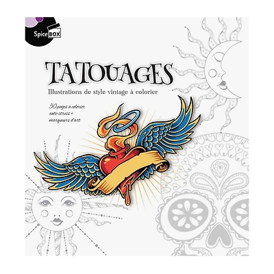 Tatouages : Illustrations de style vintage à colorier