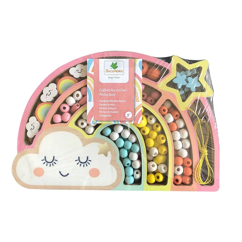Coffret arc-en-ciel perles en bois