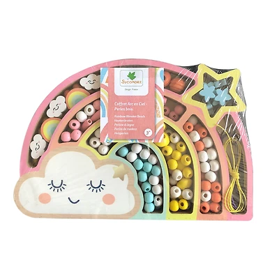 Coffret arc-en-ciel perles en bois