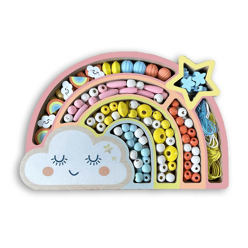 Coffret arc-en-ciel perles en bois
