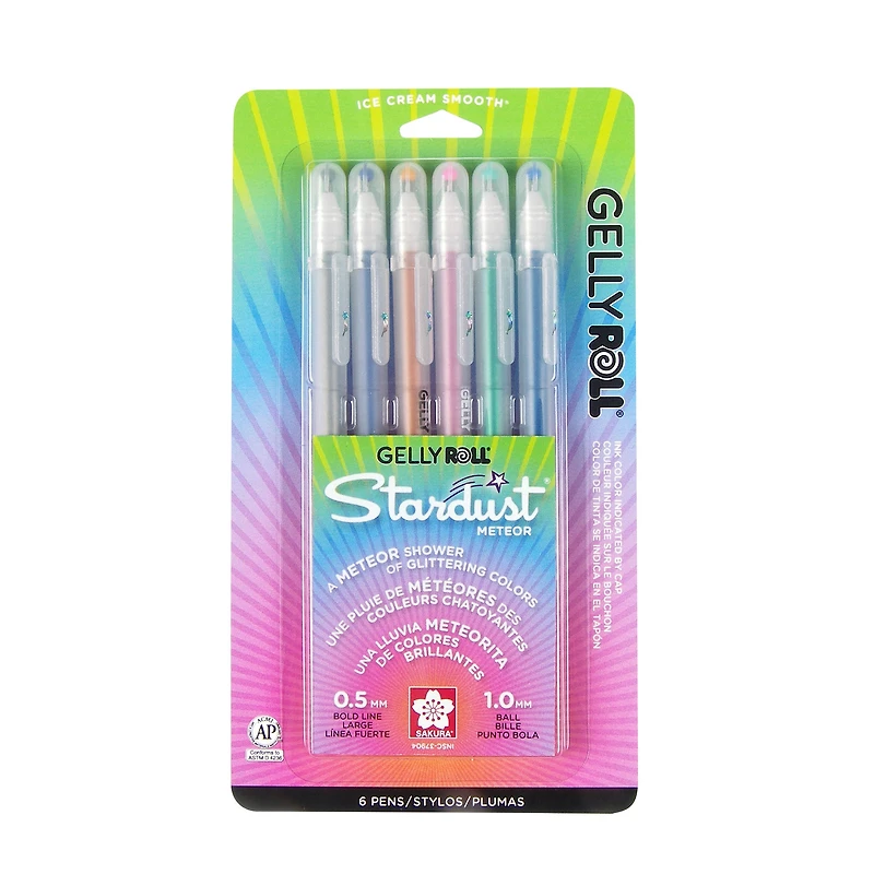 6-Pack Gelly Roll Stardust Pens - Meteor