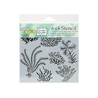 Pochoir en plastique - fleurs bord de mer, 6 x 6 po