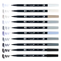 10-Pack Dual Brush Pens - Grey