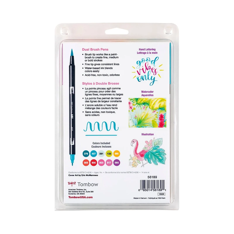 10-Pack Dual Brush Pens - Tropical