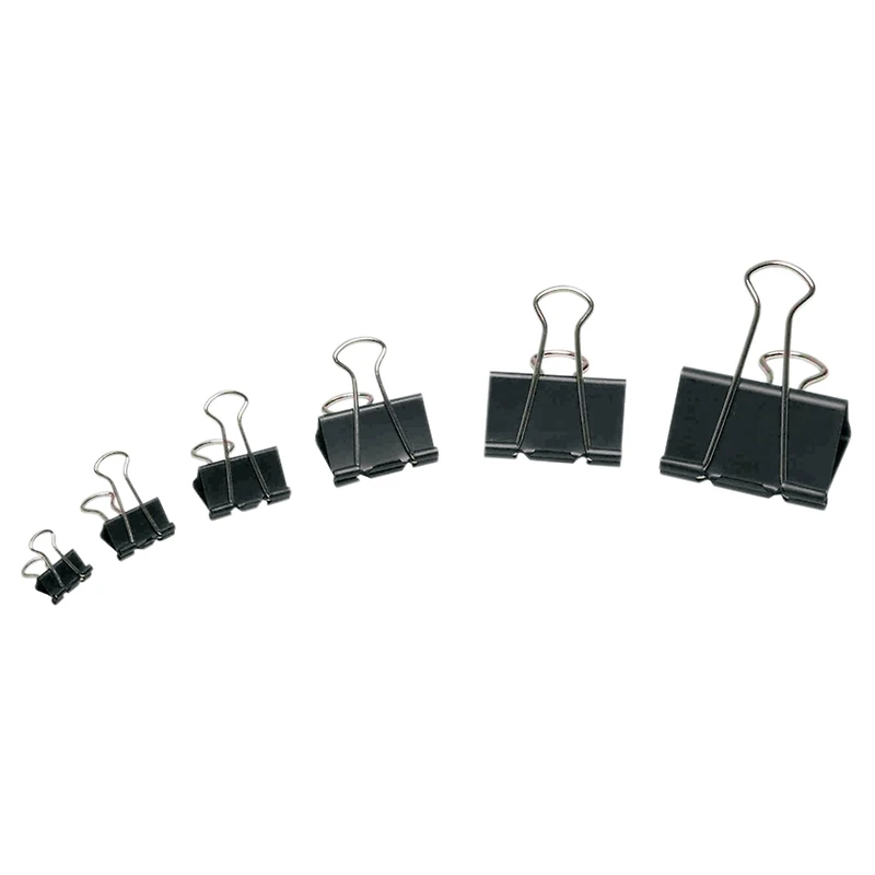 12-Pack Fold Back Clips - Black, 2 in