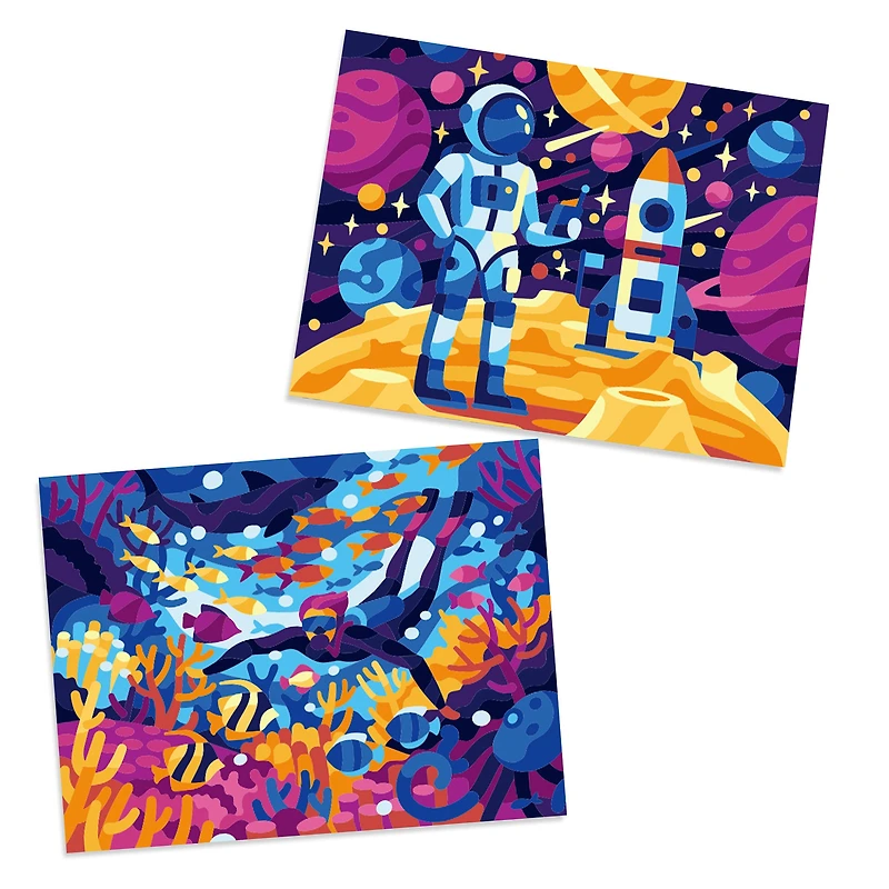 Kit peinture par numéro pour enfant - Astronaute et monde maritime 