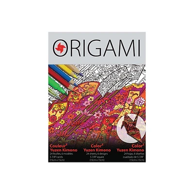 Papier origami Color2 Yuzen - Kimono, 24 feuilles